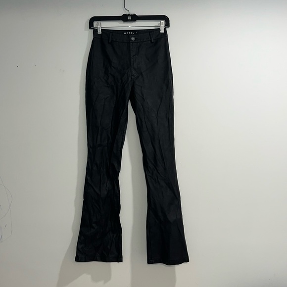 Motel Rocks Pants - MOTEL faux leather flared pants
